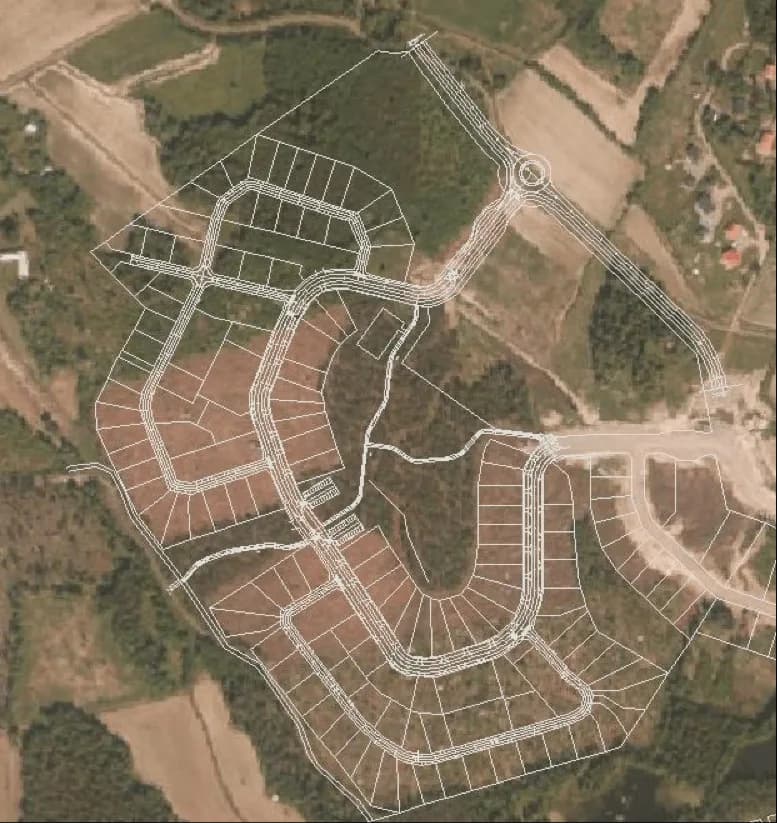 Plan of the Västerängen residential area on an aerial photo