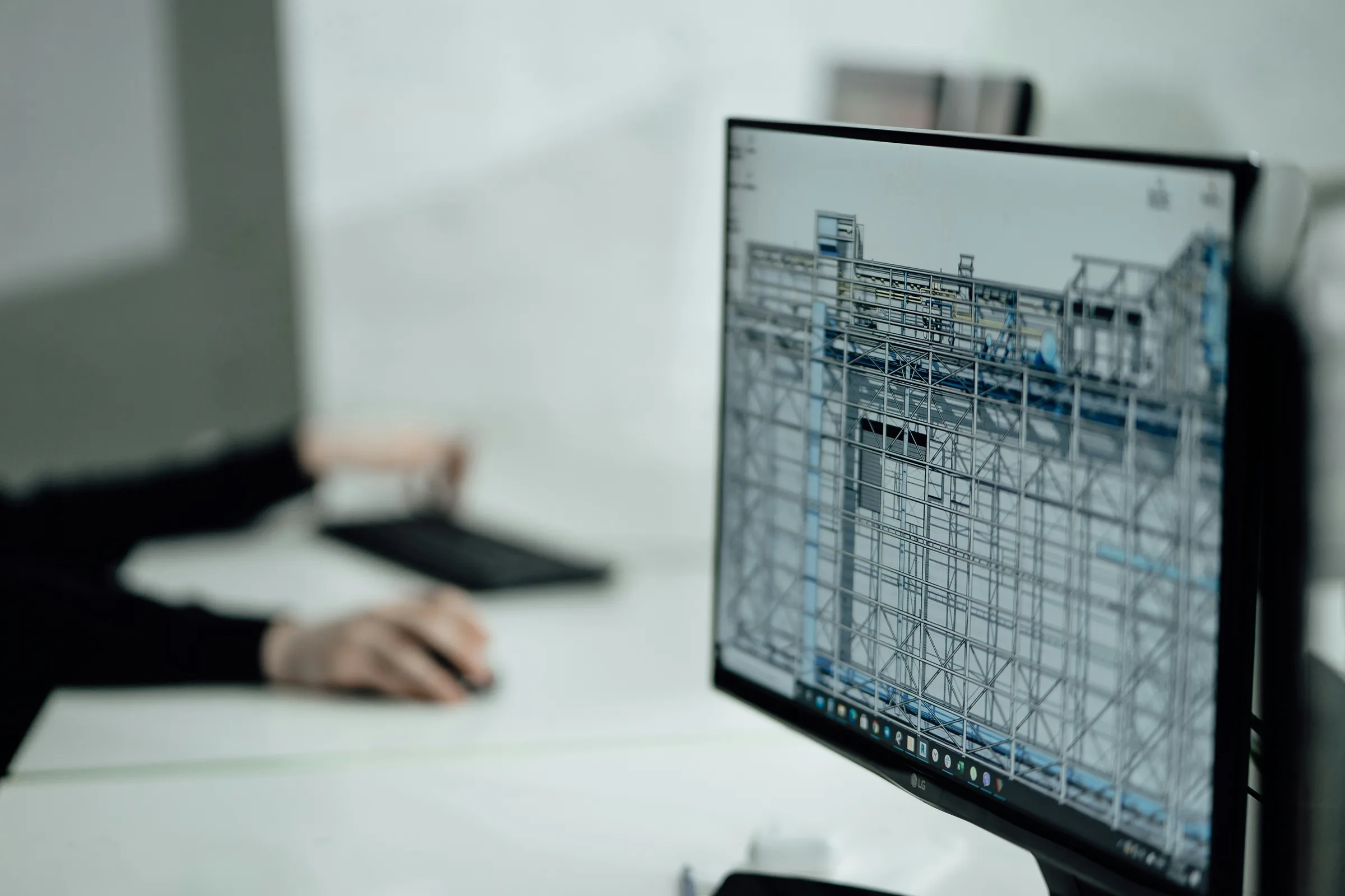 BIM model of a building on a computer screen